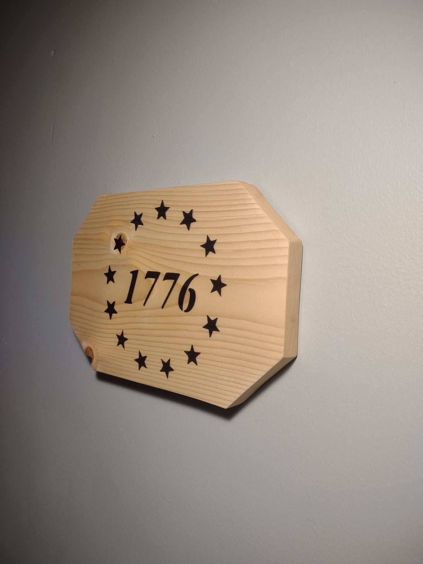 Patriotic Wall Decor Plaque 1776, Solid Wood