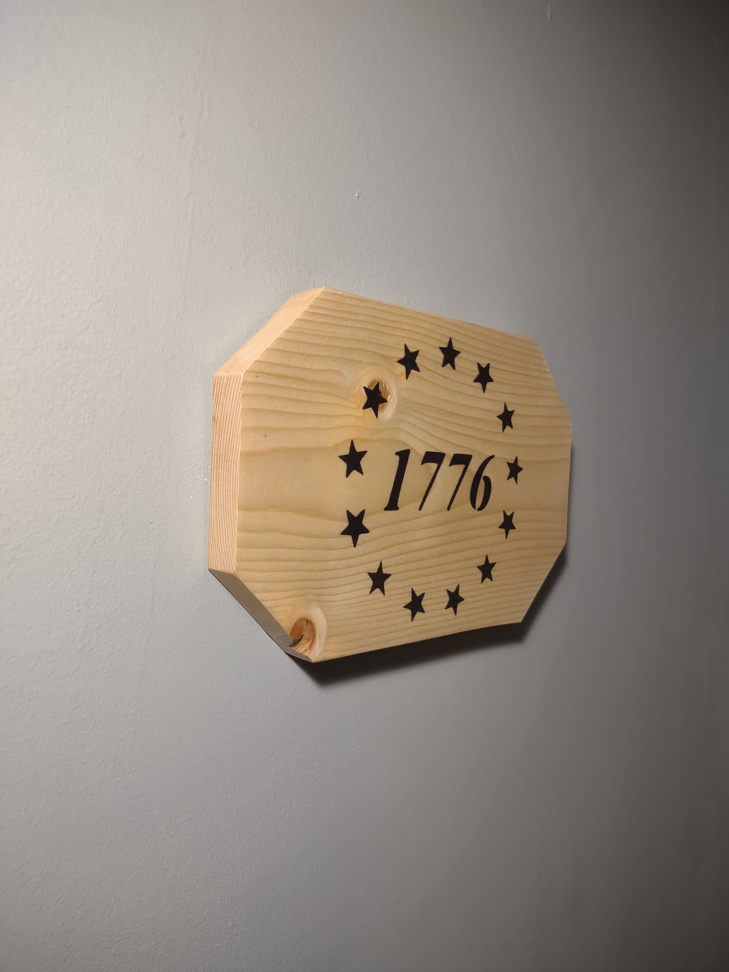 Patriotic Wall Decor Plaque 1776, Solid Wood