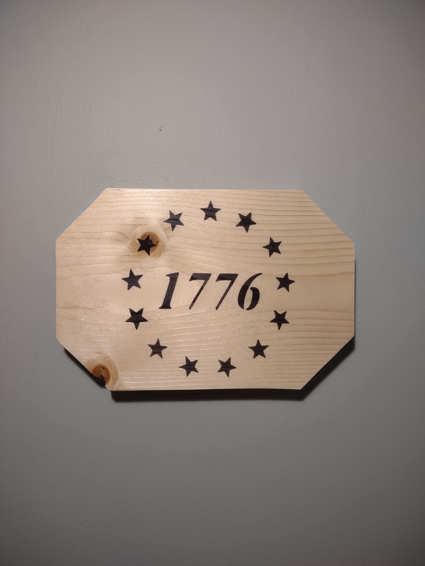 Patriotic Wall Decor Plaque 1776, Solid Wood