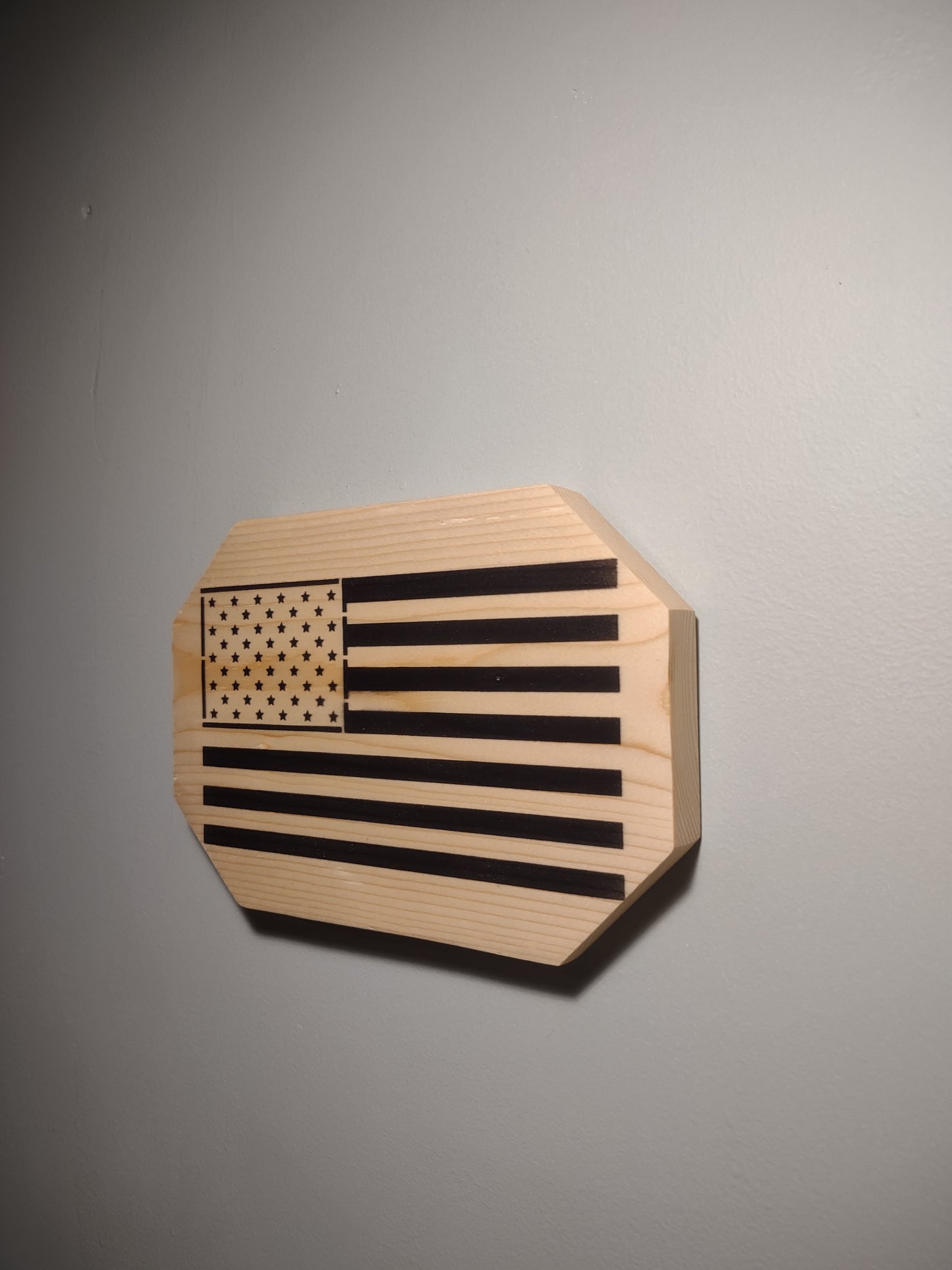 Patriotic Wall Decor Plaque, American Flag, Solid Wood