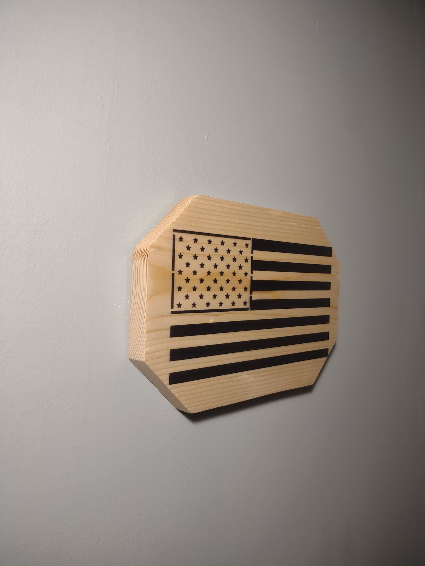 Patriotic Wall Decor Plaque, American Flag, Solid Wood