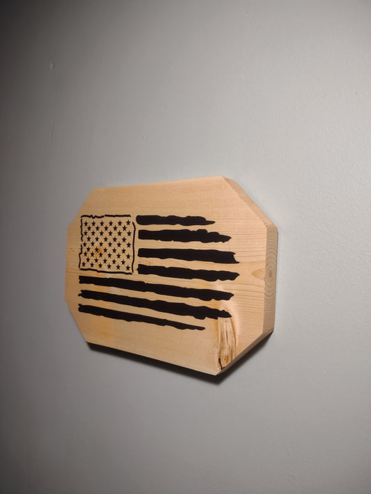 Patriotic Wall Decor Plaque, Rustic American Flag