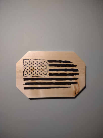 Patriotic Wall Decor Plaque, Rustic American Flag