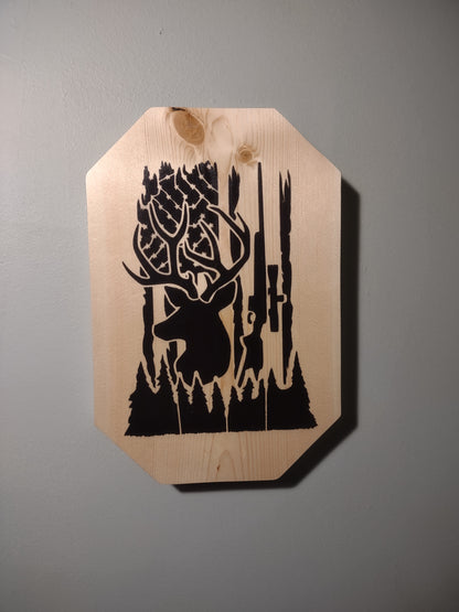 Patriotic Wall Decor Plaque, Buck & Rifle