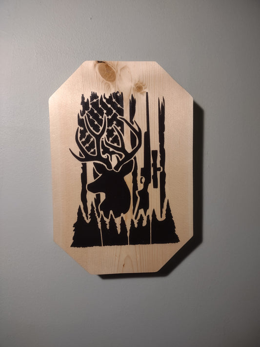 Patriotic Wall Decor Plaque, Buck & Rifle
