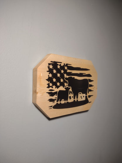 Patriotic Wall Decor Plaque, Cows