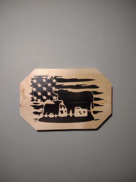 Patriotic Wall Decor Plaque, Cows