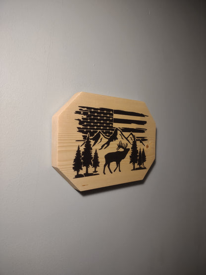 Patriotic Wall Decor Plaque, Elk