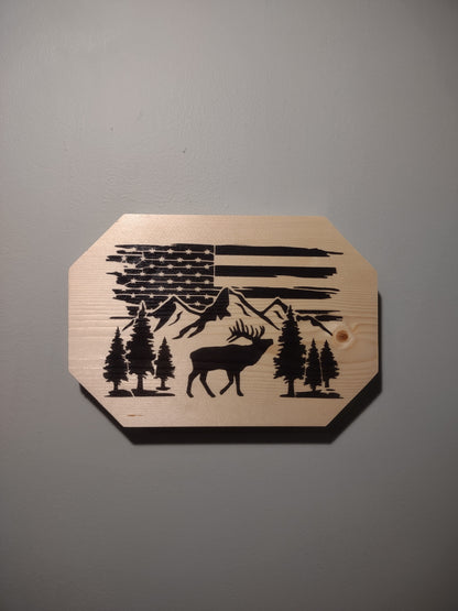 Patriotic Wall Decor Plaque, Elk
