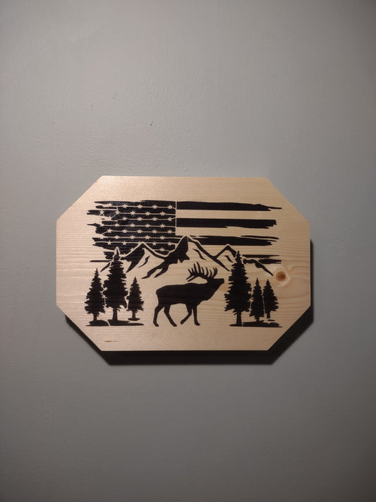 Patriotic Wall Decor Plaque, Elk