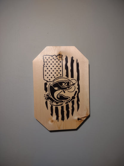 Patriotic Wall Decor Plaque, Fish