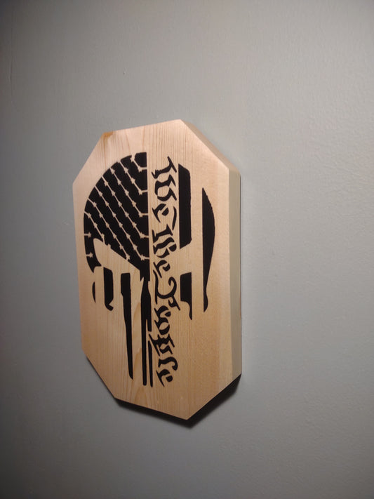 Patriotic Wall Decor Plaque, We The People Skull