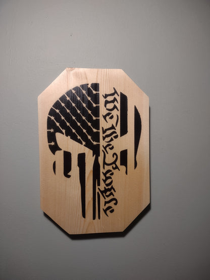 Patriotic Wall Decor Plaque, We The People Skull